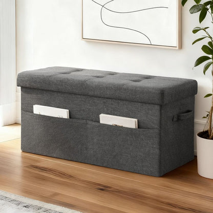 Artiss Storage Ottoman Foot Stool Rest Foldable FS-B-ST04-L76-GY