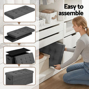 Artiss Storage Ottoman Foot Stool Rest Foldable FS-B-ST04-L76-GY