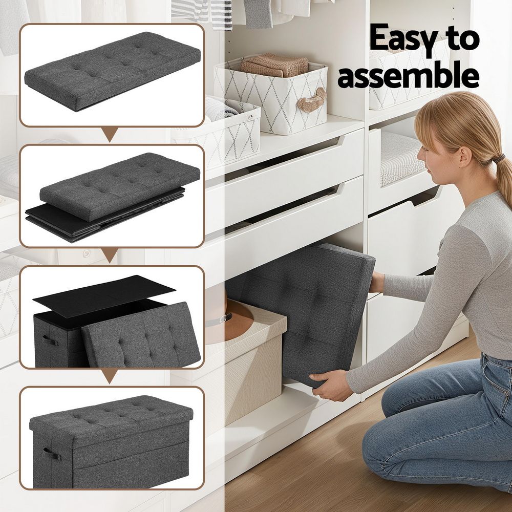 Artiss Storage Ottoman Foot Stool Rest Foldable FS-B-ST04-L76-GY