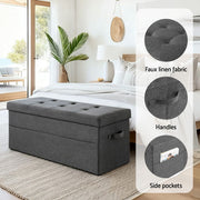 Artiss Storage Ottoman Foot Stool Rest Foldable FS-B-ST04-L76-GY