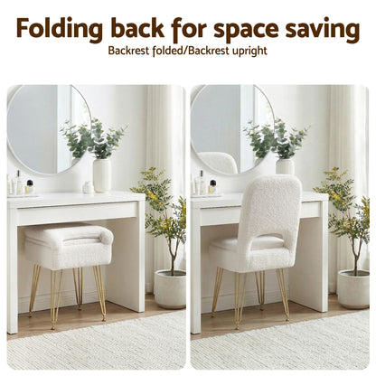 Artiss Storage Ottoman Vanity Stool Foot Stool Folding Back White FS-D-BACK02-WH