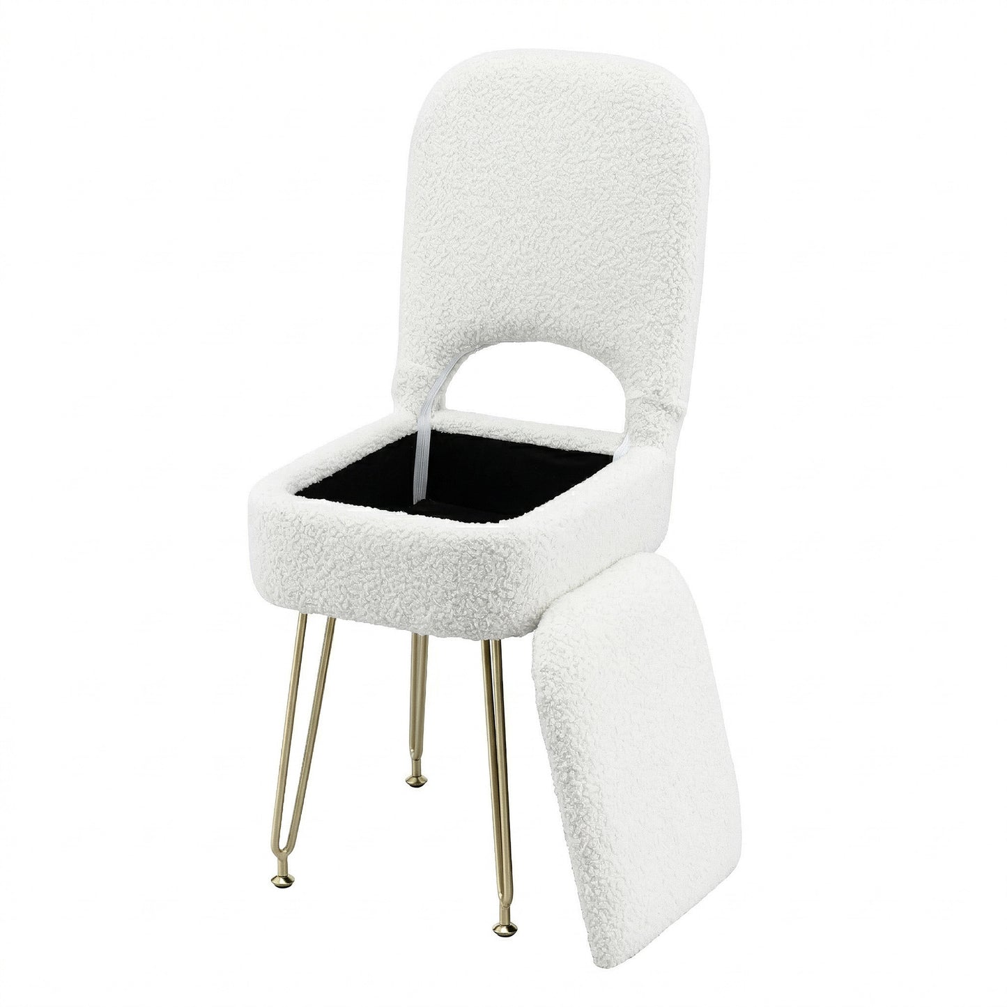 Artiss Storage Ottoman Vanity Stool Foot Stool Folding Back White FS-D-BACK02-WH