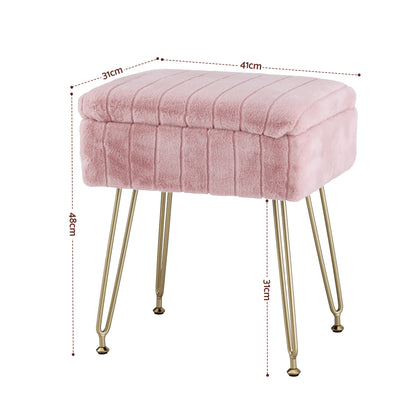Artiss Storage Ottoman Vanity Foot Stool Pink FS-D-TED01-PK