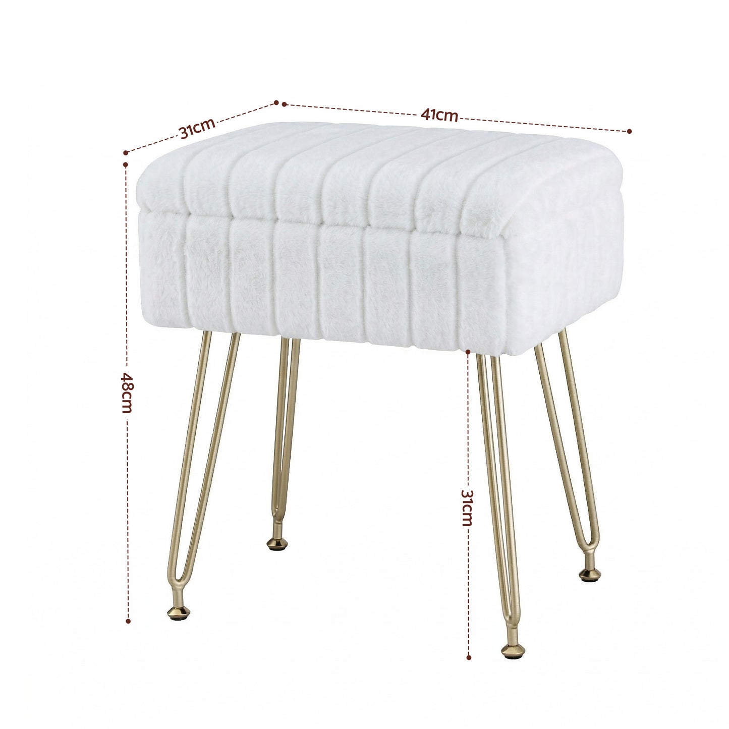 Artiss Storage Ottoman Vanity Foot Stool White FS-D-TED01-WH
