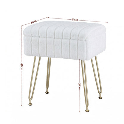 Artiss Storage Ottoman Vanity Foot Stool White FS-D-TED01-WH