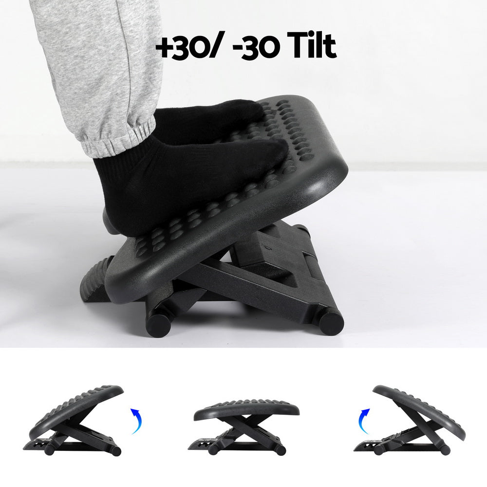 Artiss Foot Rest Stool Office Under Desk Angle Adjustable Footrest Massage Black FS-PP-24-BK