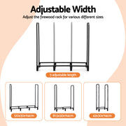 Gardeon Firewood Rack 120cm Wood Rack 3 Sizes Firewood Storage with Tools Black FSR-A-H120