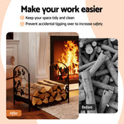 Gardeon Firewood Rack 48cm Wood Rack Firewood Storage Indoor Outdoor Black FSR-A-H48