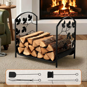 Gardeon Firewood Rack 48cm Wood Rack Firewood Storage Indoor Outdoor Black FSR-A-H48