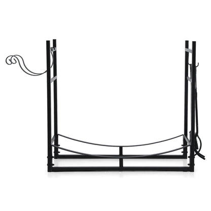 Gardeon Firewood Rack 84cm Wood Rack Firewood Storage Indoor Outdoor Black FSR-A-H84