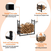Gardeon Firewood Rack 84cm Wood Rack Firewood Storage Indoor Outdoor Black FSR-A-H84