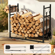 Gardeon Firewood Rack 84cm Wood Rack Firewood Storage Indoor Outdoor Black FSR-A-H84