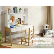 Keezi 2PCS Kids Table and Chairs Set Study Activity Toys Storage Desk Drawer FUNKI-B-KID-WH-WD-AB