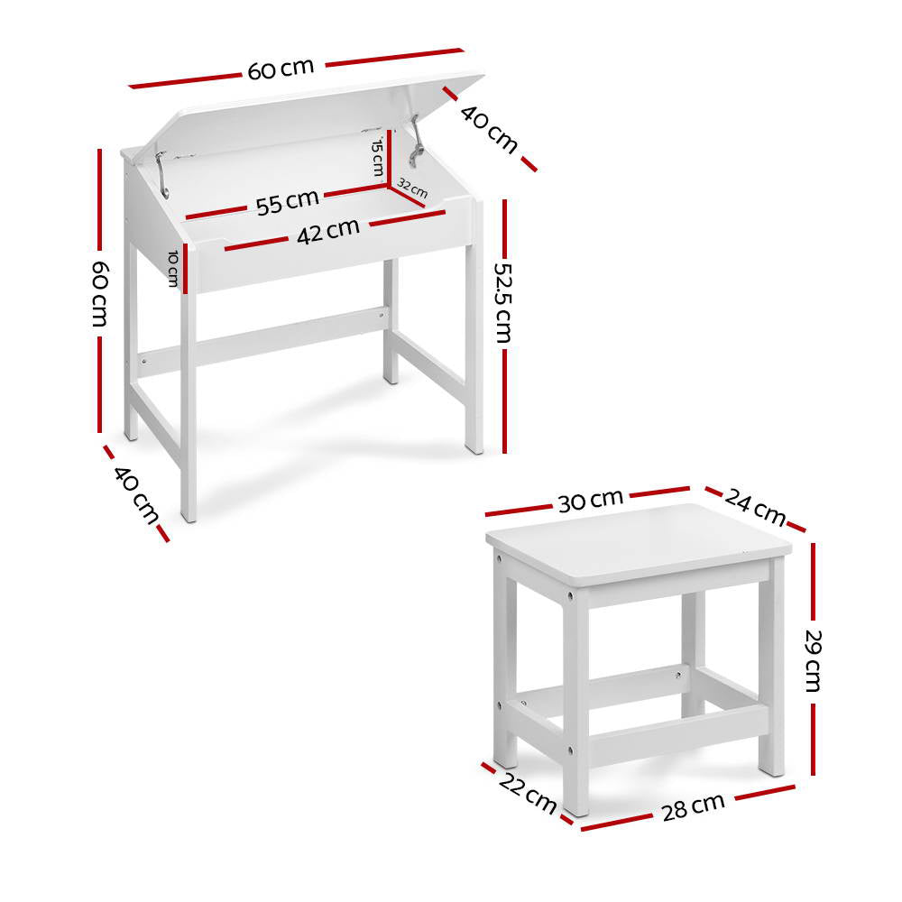 Keezi 2PCS Kids Table and Chairs Set Activity Children Playing Toys Study Desk FUNKI-IFUN-WH