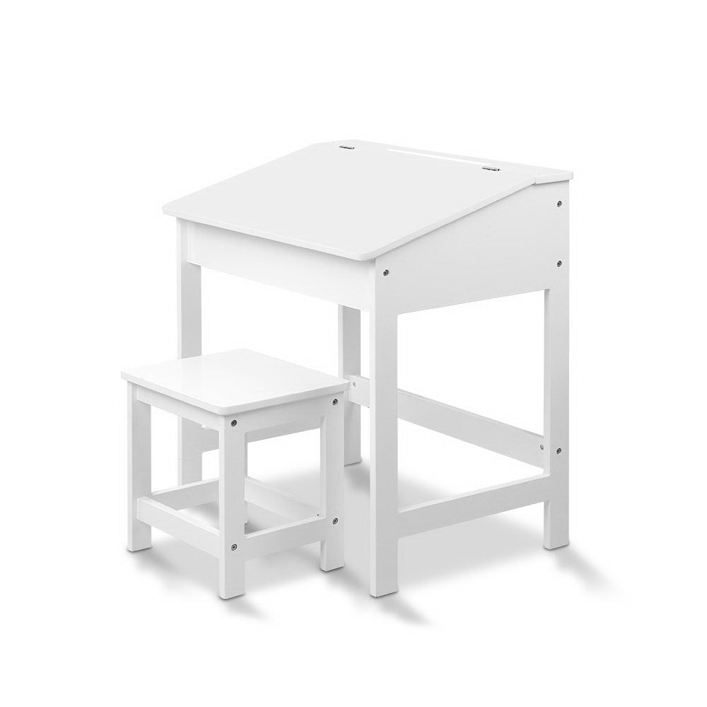Keezi 2PCS Kids Table and Chairs Set Activity Children Playing Toys Study Desk FUNKI-IFUN-WH