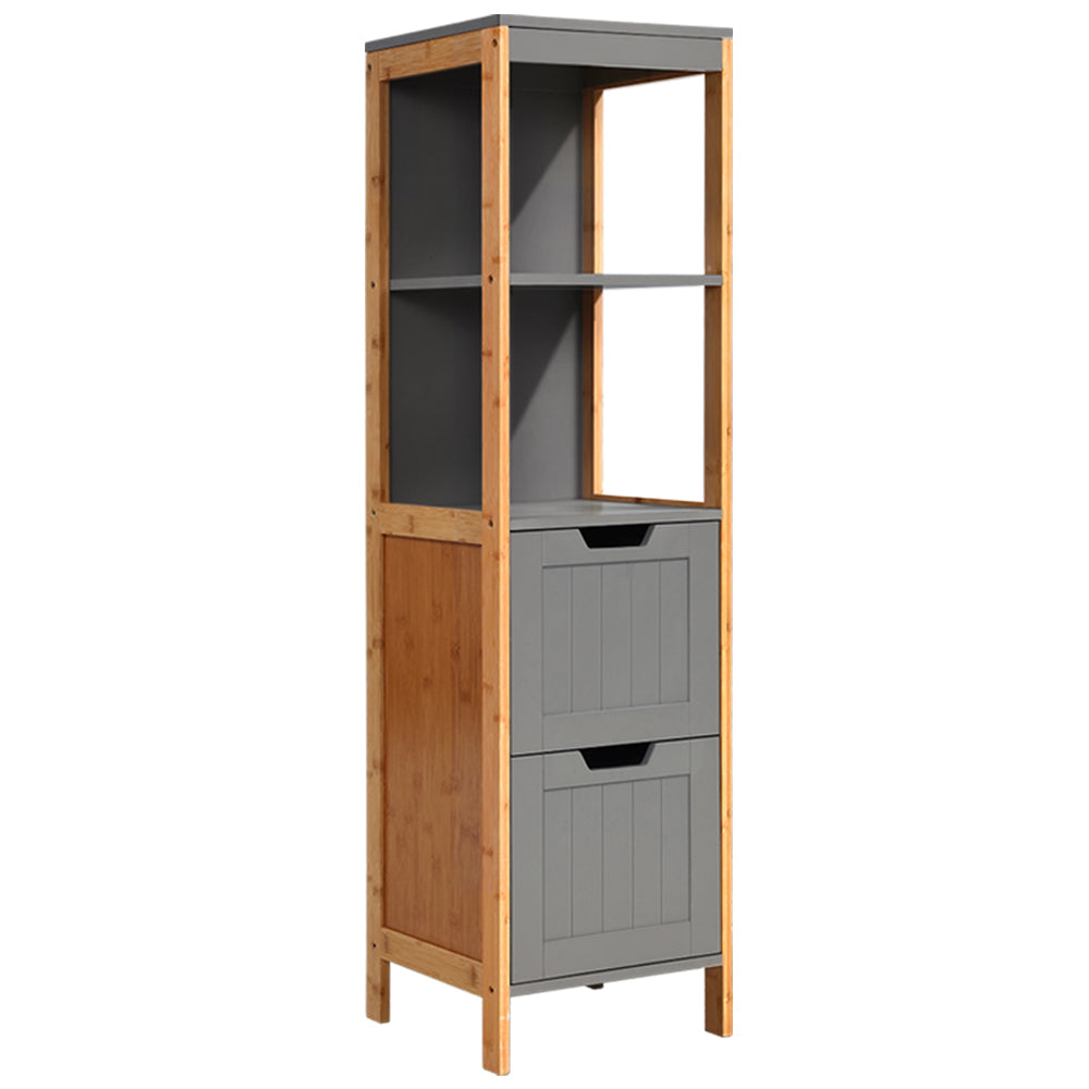 Artiss Bathroom Cabinet 115cm Bamboo Shelf FUNKI-K-BAM-3868-NT-GY