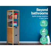 Artiss Bathroom Cabinet 115cm Bamboo Shelf FUNKI-K-BAM-3868-NT-GY