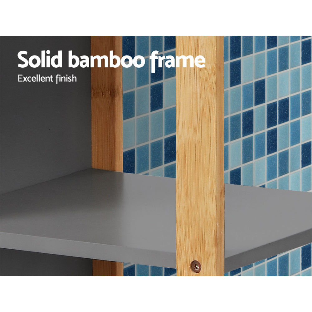 Artiss Bathroom Cabinet 115cm Bamboo Shelf FUNKI-K-BAM-3868-NT-GY