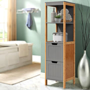 Artiss Bathroom Cabinet 115cm Bamboo Shelf FUNKI-K-BAM-3868-NT-GY