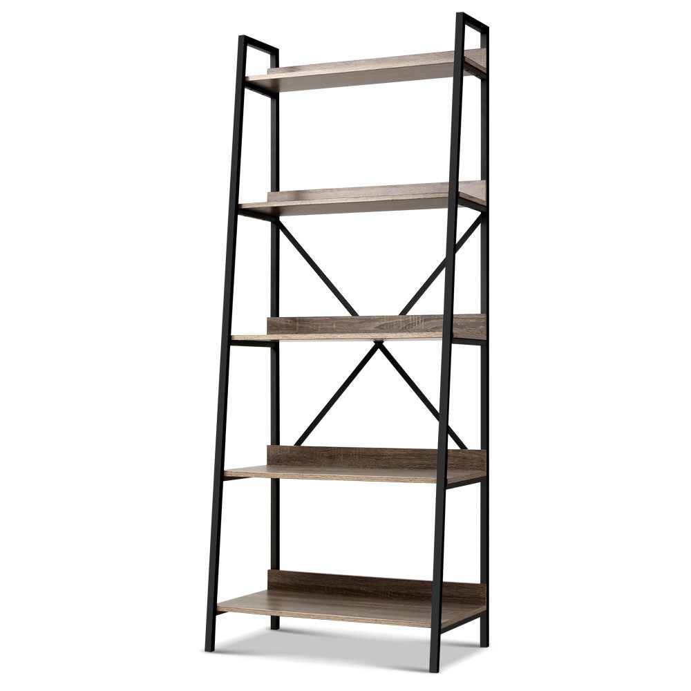 Artiss Bookshelf 5 Tiers - NOR Black and Oak FUNKI-K-MET-5S-BK-OA