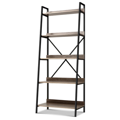 Artiss Bookshelf 5 Tiers - NOR Black and Oak FUNKI-K-MET-5S-BK-OA