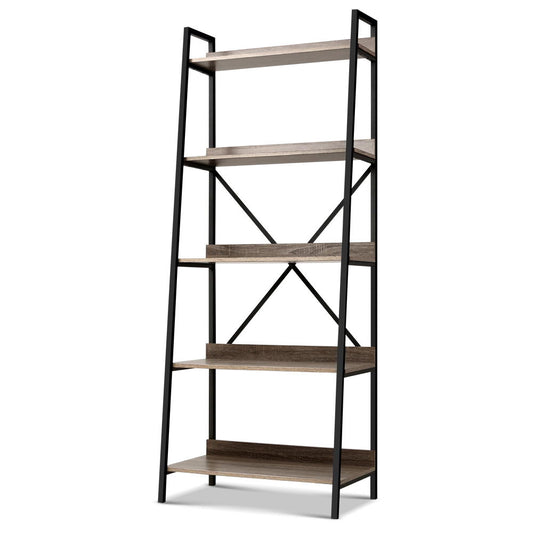 Artiss Bookshelf 5 Tiers - NOR Black and Oak FUNKI-K-MET-5S-BK-OA