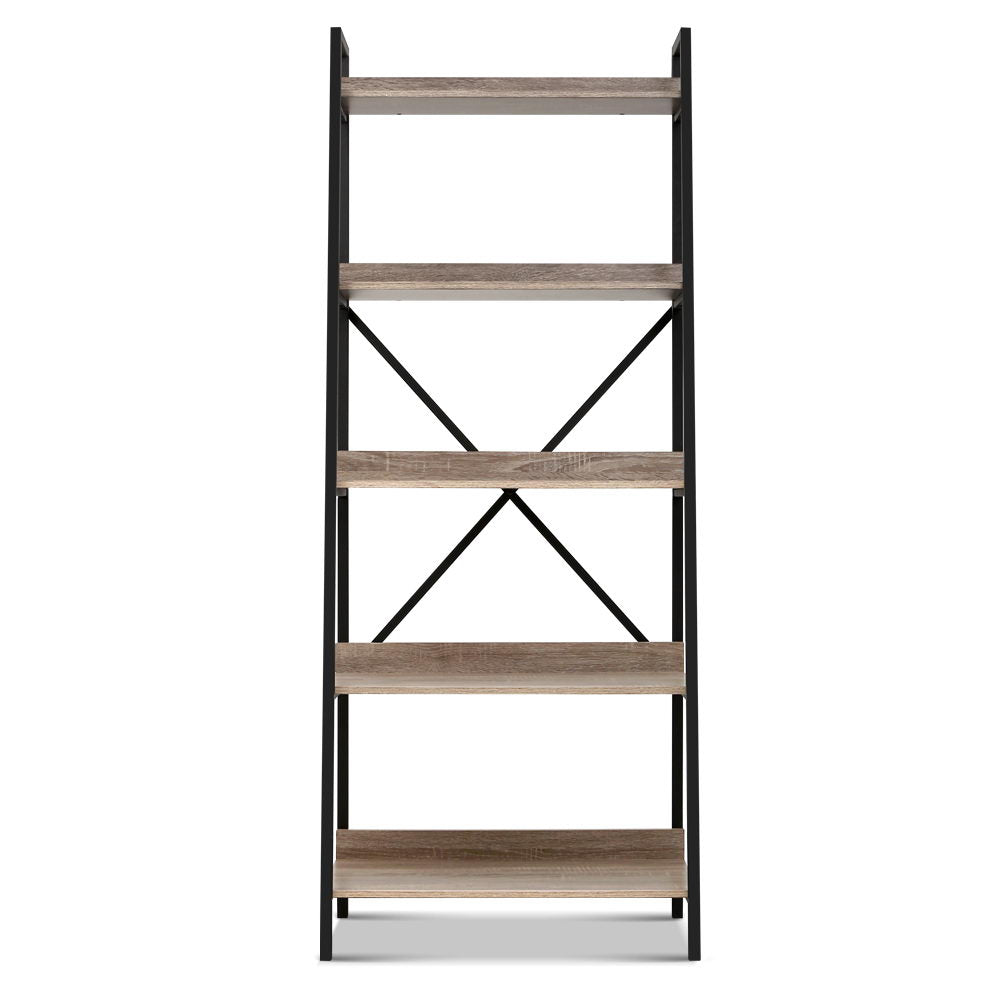 Artiss Bookshelf 5 Tiers - NOR Black and Oak FUNKI-K-MET-5S-BK-OA