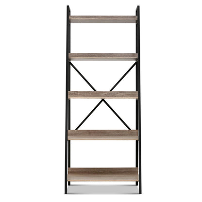 Artiss Bookshelf 5 Tiers - NOR Black and Oak FUNKI-K-MET-5S-BK-OA