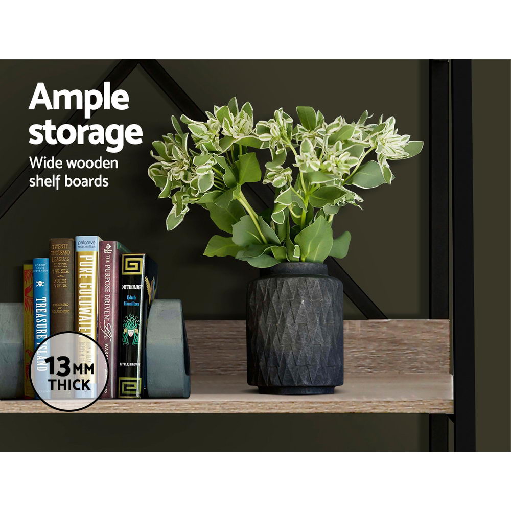Artiss Bookshelf 5 Tiers - NOR Black and Oak FUNKI-K-MET-5S-BK-OA