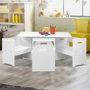 Keezi 3PCS Kids Table and Chairs Set Storage Toys Play Activity Desk FUNKI-RUDY-WH