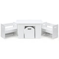 Keezi 3PCS Kids Table and Chairs Set Storage Toys Play Activity Desk FUNKI-S-RUDY-WH