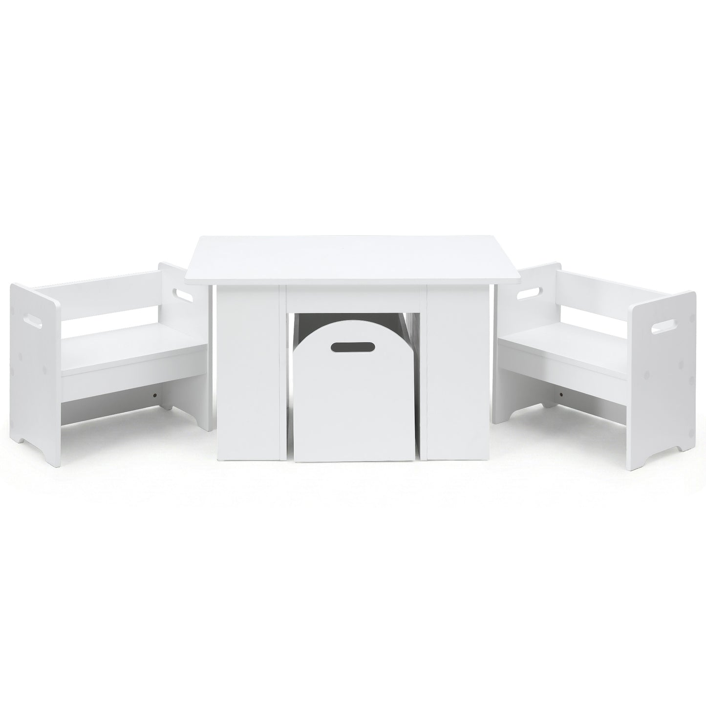 Keezi 3PCS Kids Table and Chairs Set Storage Toys Play Activity Desk FUNKI-S-RUDY-WH