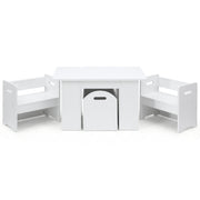 Keezi 3PCS Kids Table and Chairs Set Storage Toys Play Activity Desk FUNKI-S-RUDY-WH