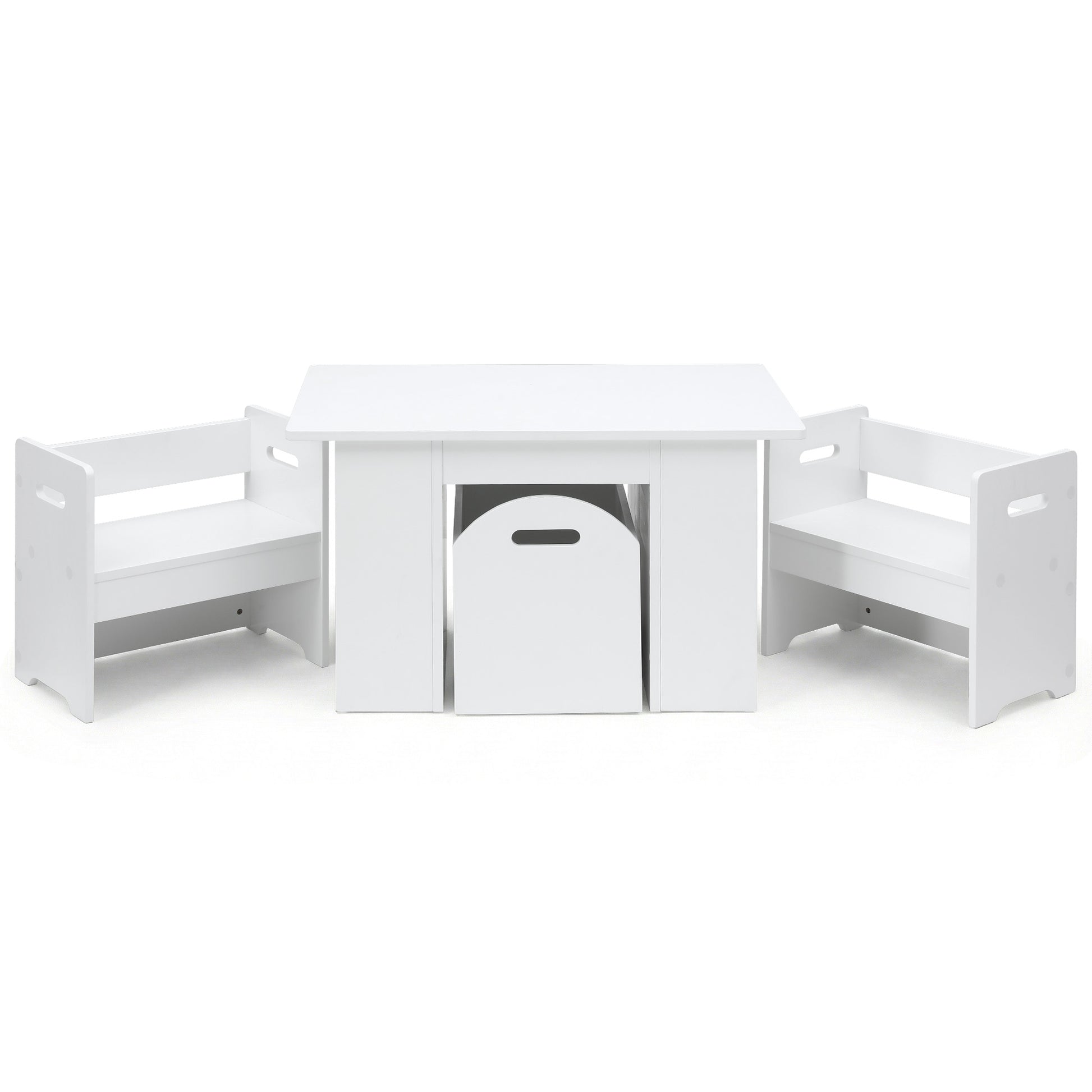 Keezi 3PCS Kids Table and Chairs Set Storage Toys Play Activity Desk FUNKI-S-RUDY-WH