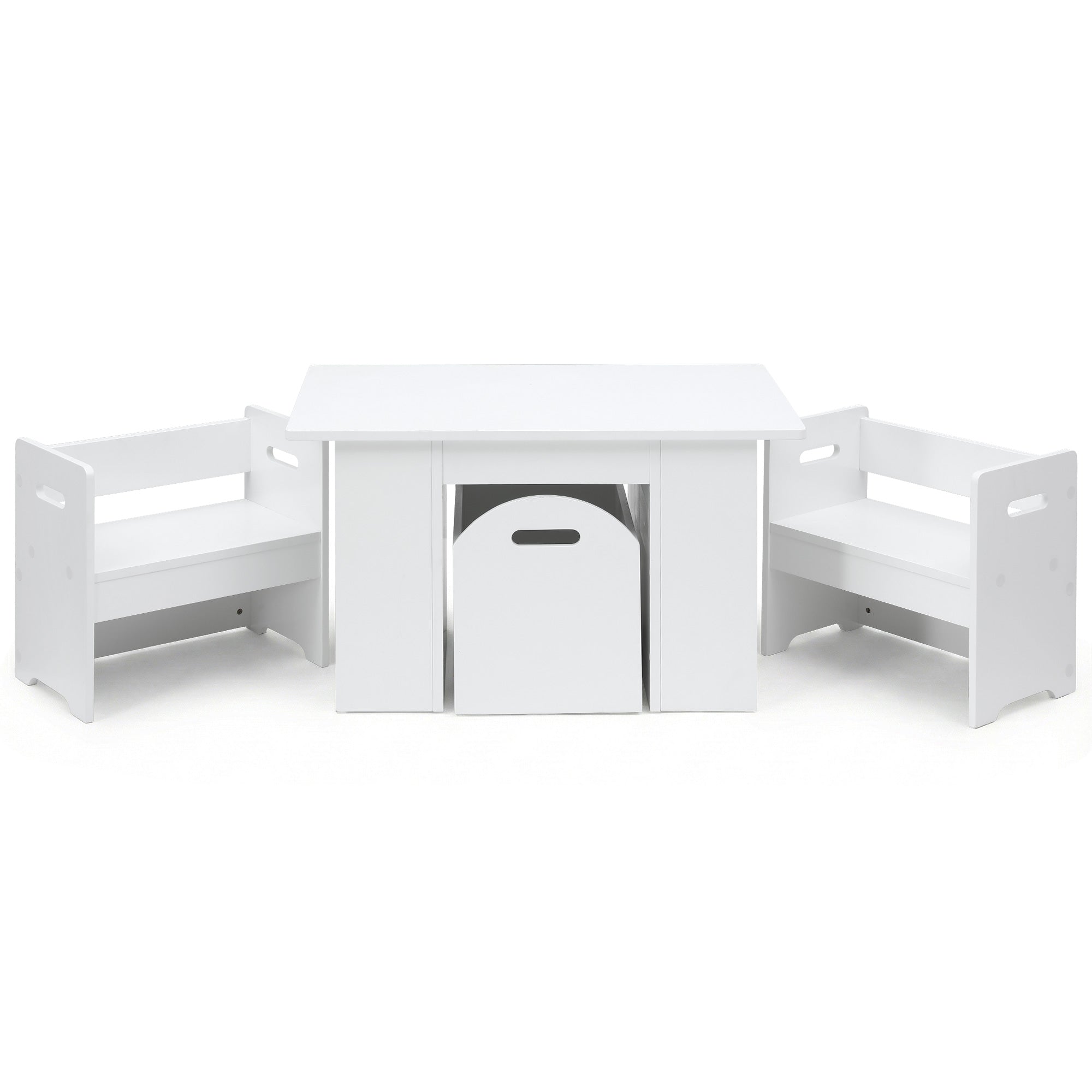 Keezi 3PCS Kids Table and Chairs Set Storage Toys Play Activity Desk FUNKI-S-RUDY-WH