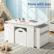 Keezi 3PCS Kids Table and Chairs Set Storage Toys Play Activity Desk FUNKI-S-RUDY-WH