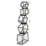 Artiss 5-Tier Bookshelf Metal Geometric Display Shelf Storage Organizer Black FUR-AA-DSHELF-5T-BK