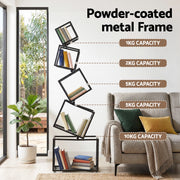 Artiss 5-Tier Bookshelf Metal Geometric Display Shelf Storage Organizer Black FUR-AA-DSHELF-5T-BK
