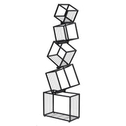Artiss 5-Tier Bookshelf Metal Geometric Display Shelf Storage Organizer Black FUR-AA-DSHELF-5T-BK