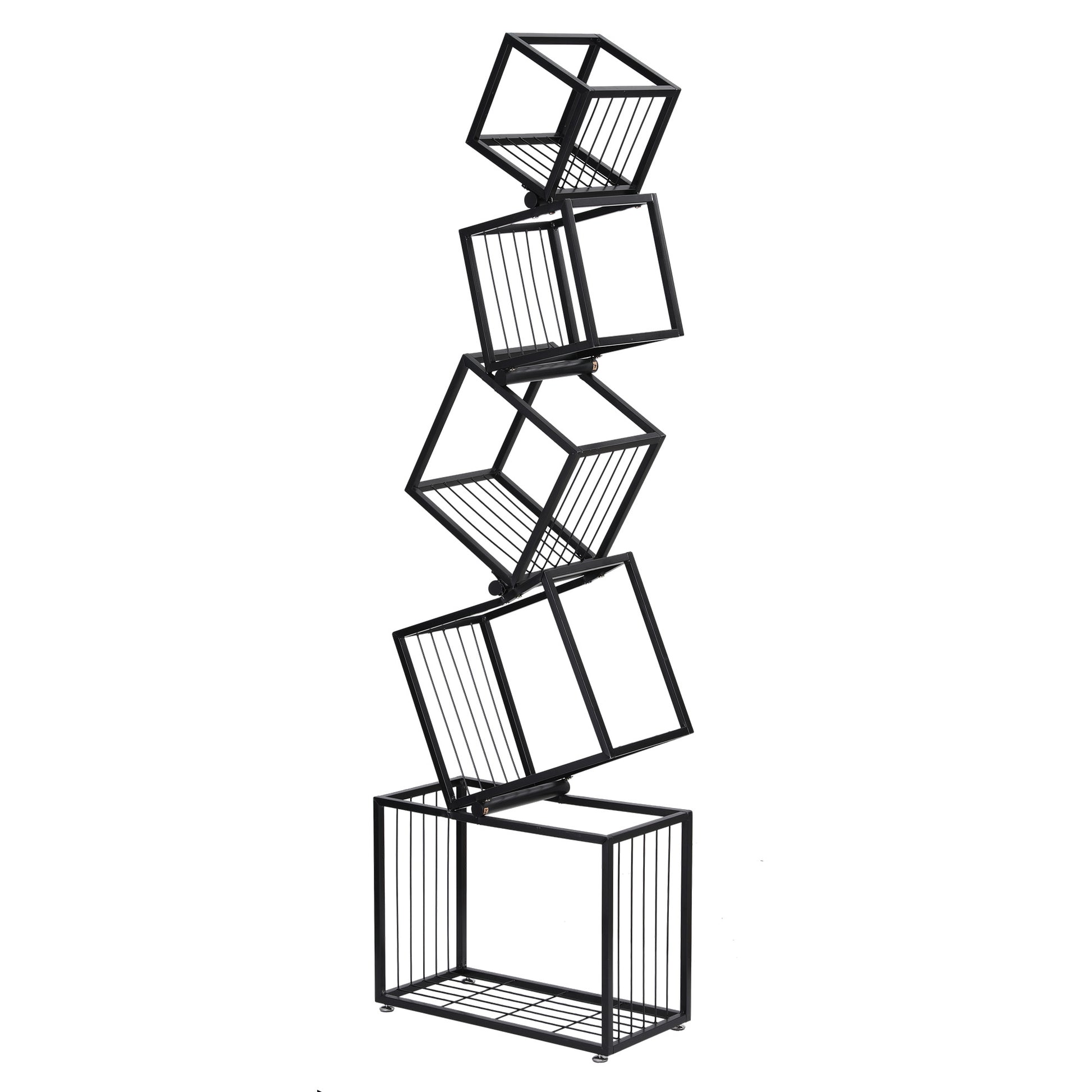 Artiss 5-Tier Bookshelf Metal Geometric Display Shelf Storage Organizer Black FUR-AA-DSHELF-5T-BK