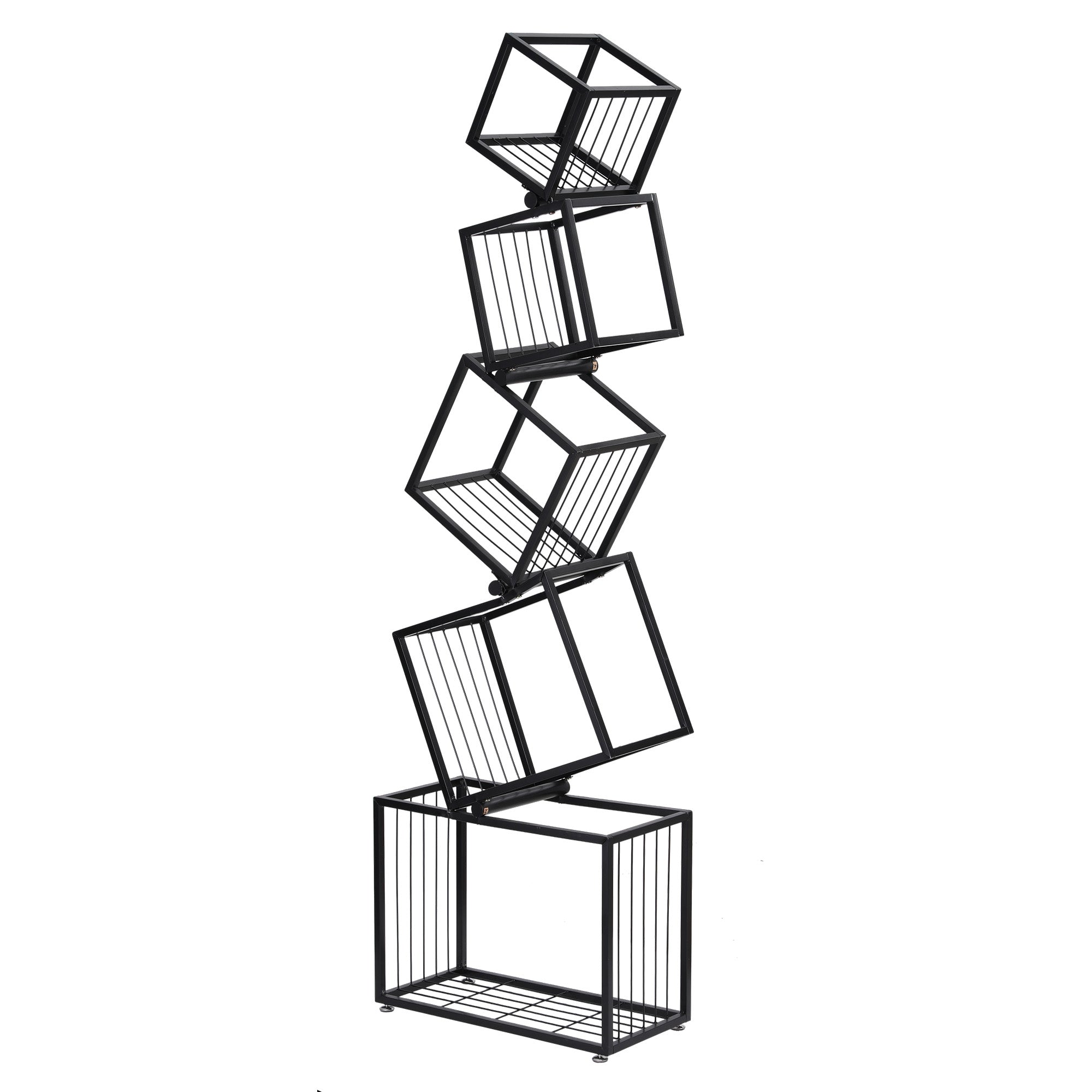 Artiss 5-Tier Bookshelf Metal Geometric Display Shelf Storage Organizer Black FUR-AA-DSHELF-5T-BK