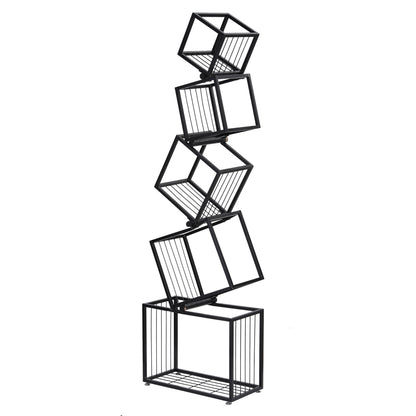 Artiss 5-Tier Bookshelf Metal Geometric Display Shelf Storage Organizer Black FUR-AA-DSHELF-5T-BK