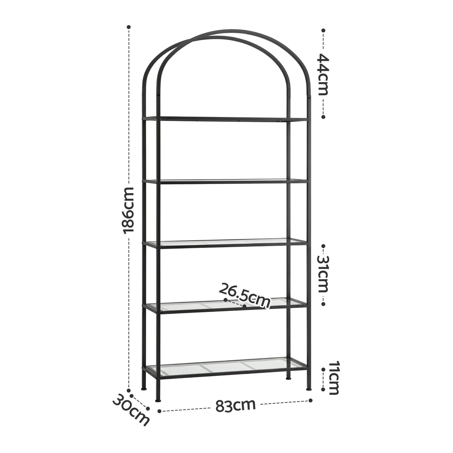 Artiss 5 Tiers Bookshelf Industrial Etagere Bookcase Display Shelf Black FUR-AB-DS-5T-BK