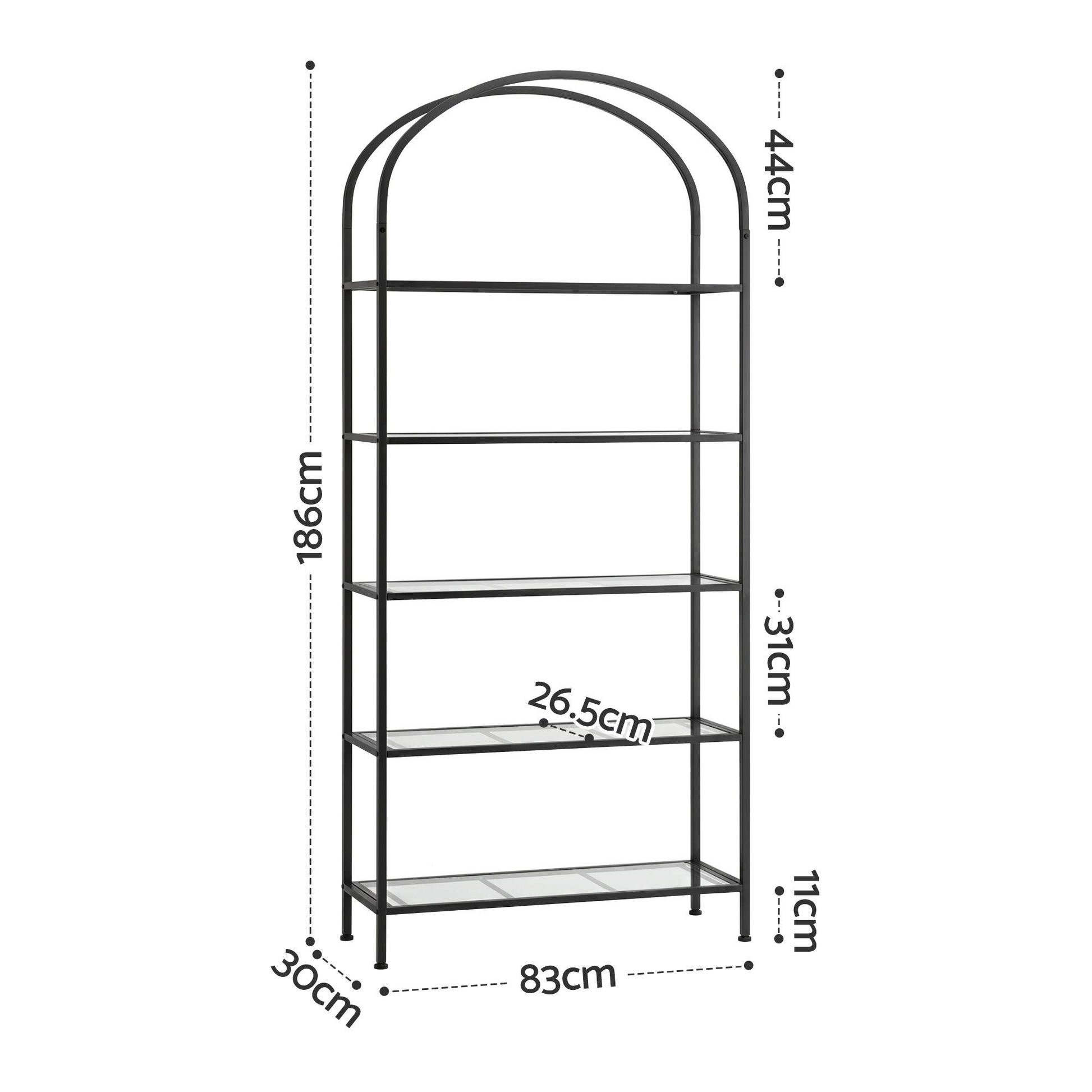 Artiss 5 Tiers Bookshelf Industrial Etagere Bookcase Display Shelf Black FUR-AB-DS-5T-BK