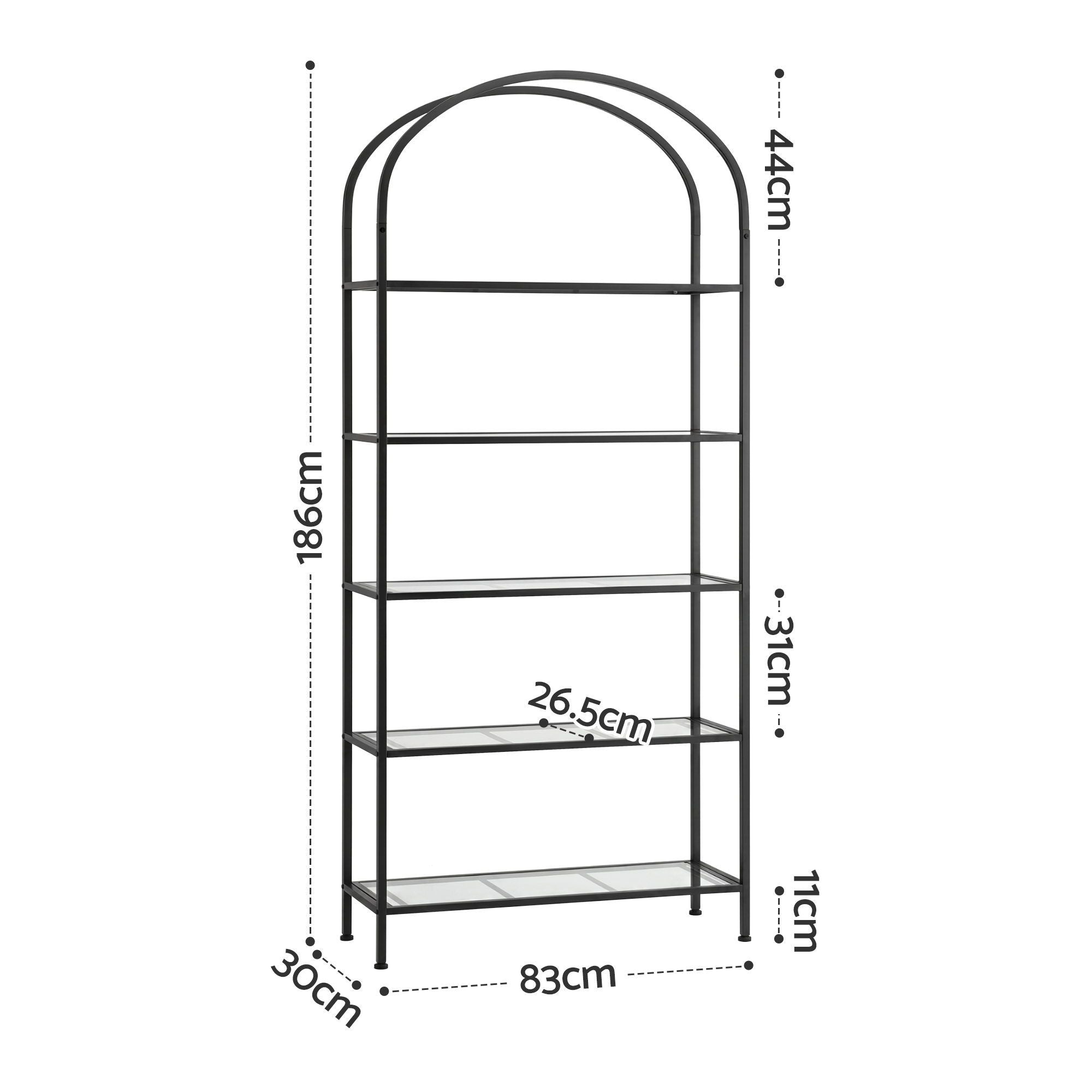 Artiss 5 Tiers Bookshelf Industrial Etagere Bookcase Display Shelf Black FUR-AB-DS-5T-BK