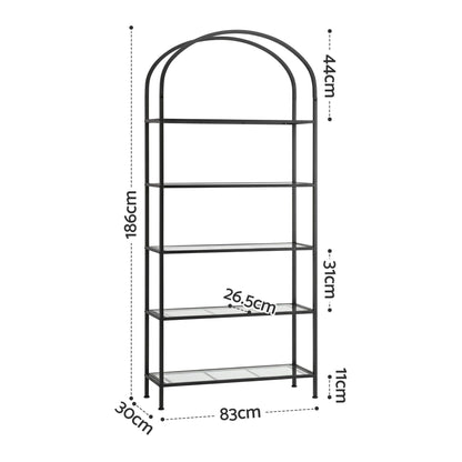 Artiss 5 Tiers Bookshelf Industrial Etagere Bookcase Display Shelf Black FUR-AB-DS-5T-BK