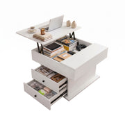 Artiss Lift Top Coffee Table Centre Table with Rotating Top Hidden Storage White
