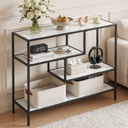 Artiss Console Table Entryway Hallway Marble Effect 4-Tier Storage Shelves White FUR-AC-CST-01-MBWH