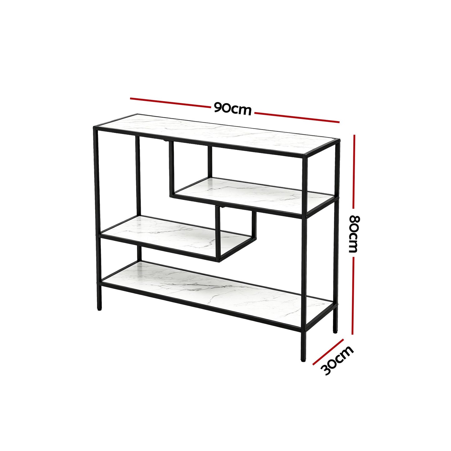Artiss Console Table Entryway Hallway Marble Effect 4-Tier Storage Shelves White FUR-AC-CST-01-MBWH