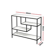 Artiss Console Table Entryway Hallway Marble Effect 4-Tier Storage Shelves White FUR-AC-CST-01-MBWH